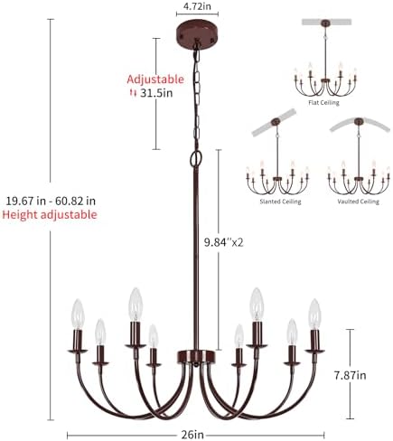 8-Light Farmhouse Chandelier Dining Room Lighting Fixtures