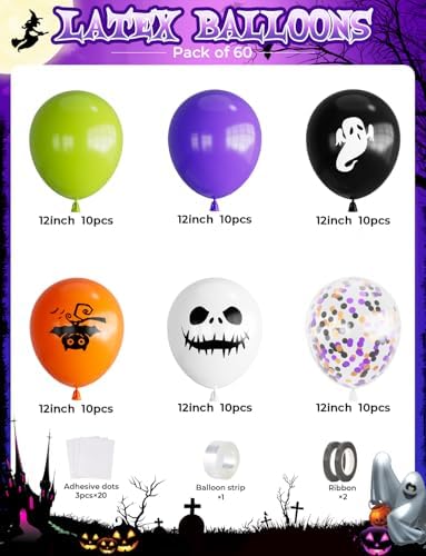 Halloween Balloons Decorations 60Pcs Black Orange Set