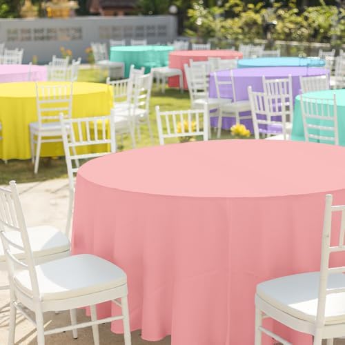 12Pcs 84 Inch Round Pastel Tablecloths Rainbow Mix Color