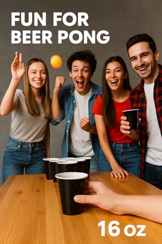 100 Pack Black 16 Oz Heavy Duty Party Cups