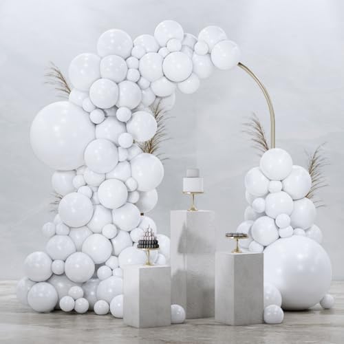 PartyWoo White Balloons 92 Pcs for Decorations