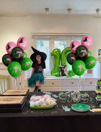 Wicked Balloons Set 12 Inch Pink Green Black with Witch Prints