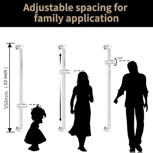 Adjustable Handheld Shower Head with Slide Bar and 59 Inch Hose