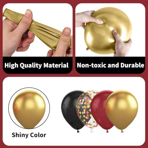 Black Red Gold Balloon Set 60 Pcs 12 Inches Decorations