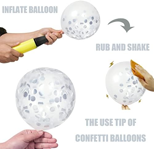 62pcs Silver White Confetti Balloons Party Kit