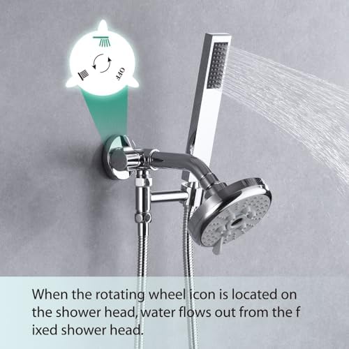 Mengdiya Solid Metal Shower Arm Diverter with Handshower Mount Chrome