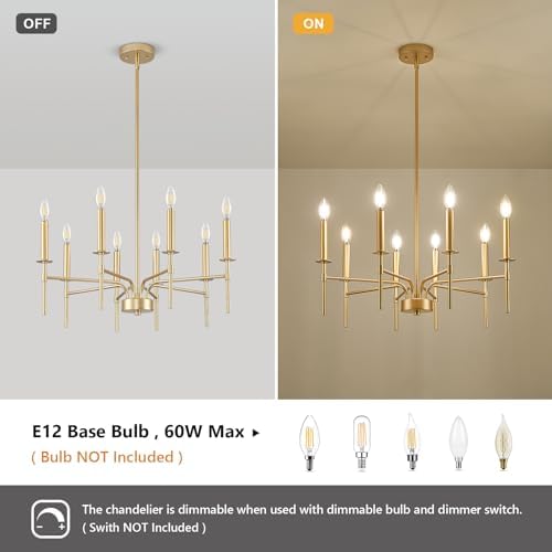 Modern Farmhouse Gold Chandelier with 8 Lights