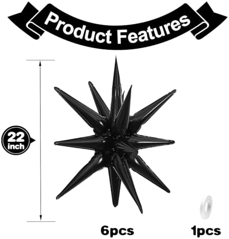 22 Inch Black Foil Star Balloons for Party Decorations