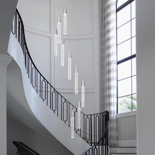 LED 9 Light Chrome Crystal Chandelier Dimmable 54W