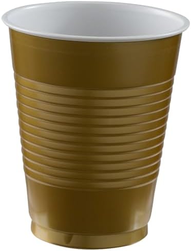 Premium Gold Plastic Cups 18oz 50 Pack