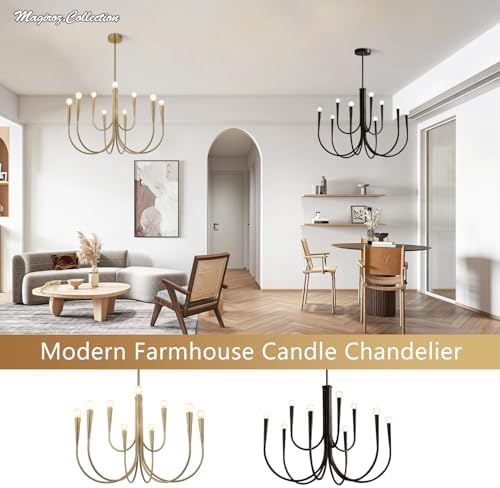 Magiroz 9 Light Gold Candle Chandelier Pendant Light