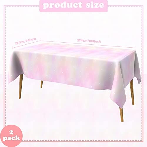 Bsofing Pastel Rainbow Tablecloth 2pcs 108x54in Waterproof Rectangle for Picnic Birthday Wedding Party Supplies
