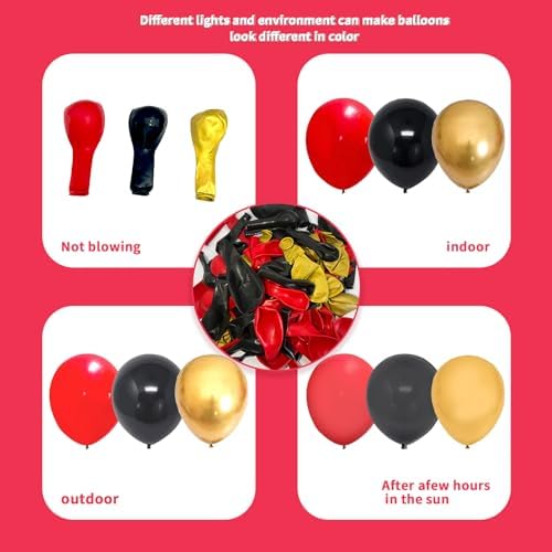 Red Black Gold Balloon Arch Kit for Parties