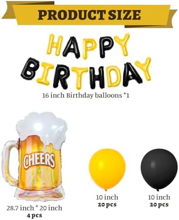 FBQ 45 Pcs Beer Themed Birthday Balloons Decorations