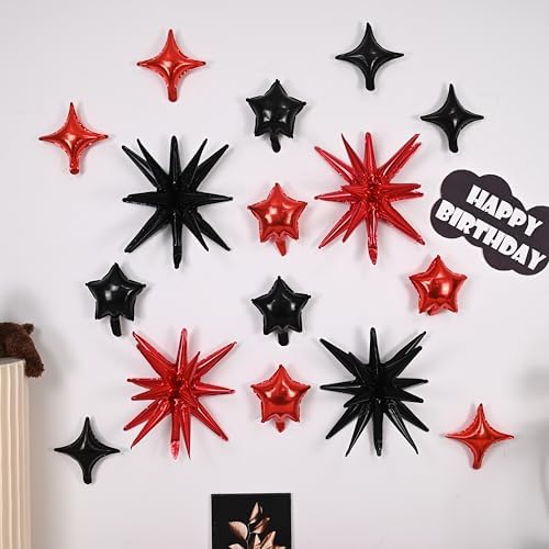 Froova Red and Black Star Balloons 22in Decor Set