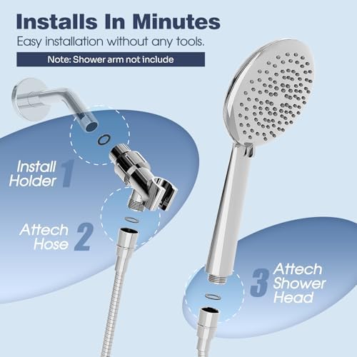 Gabrylly Handheld Shower Head with 5 Settings and 59 Inch Hose