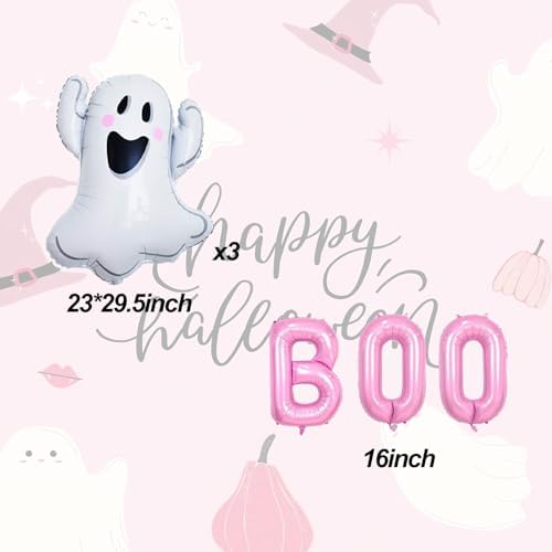 Halloween Balloons Decor Set Pink BOO Mylar Balloons for Party