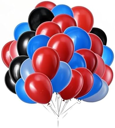 12 Inch Red Blue Black Balloons Pack of 50