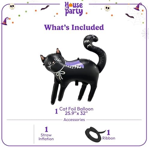 HOUSE OF PARTY Extra Large Halloween Witchs Cat Foil Balloons