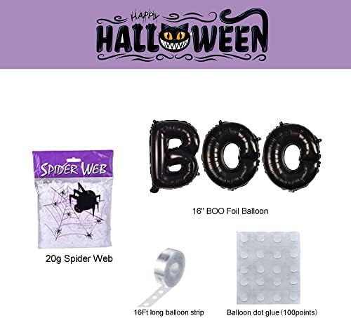 Bonropin Halloween Balloon Garland Kit with Spider Web and Confetti Balloons