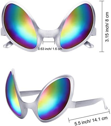 2 Pairs Alien Glasses with Rainbow Lens and 2 Antenna Headband Boppers