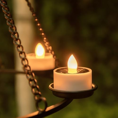 Solar Tea Lights Outdoor Waterproof 8pcs Rechargeable Dusk to Dawn Flameless LED Votive Candles for Garden Patio Decor