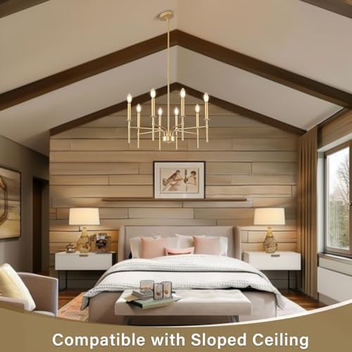Modern Farmhouse Gold Chandelier with 8 Lights