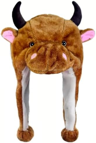 Plush Animal Hat with Ear Flaps for Kids Teens Adults Halloween Party