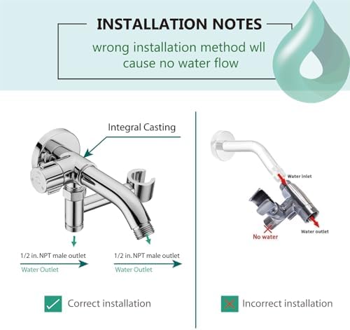 Mengdiya Solid Metal Shower Arm Diverter with Handshower Mount Chrome