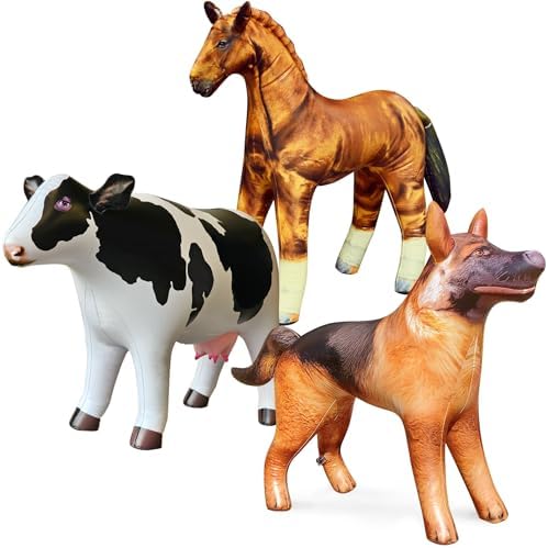 Jet Creations 3-PK Inflatable Animals Cow Horse German Shepherd