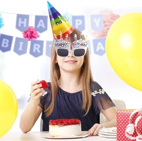 12 PCS Happy Birthday Hats and Sunglasses for Kids Adults Party Favors