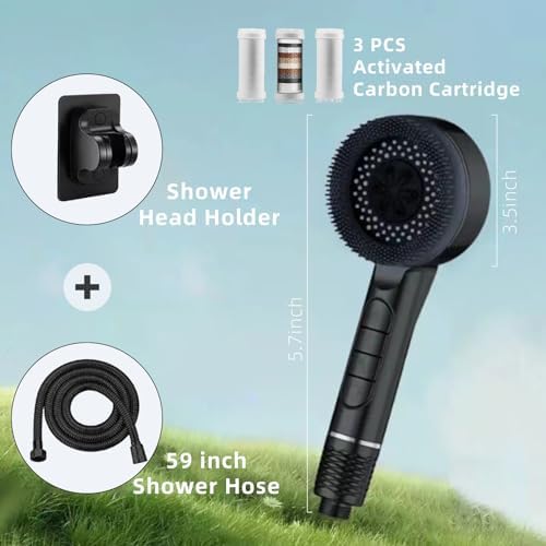4 Spray Modes Handheld Shower Head with Hose and Filter
