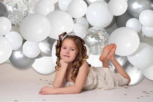 White and Silver Balloons Garland Arch Kit for Parties