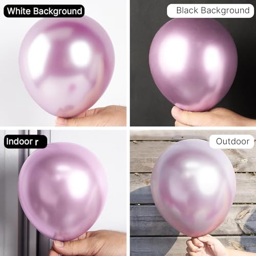 Partywoo Metallic Pink Balloons 110pcs Size Set