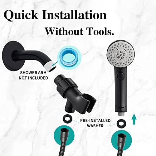 DOILIESE High Pressure 6 Setting Handheld Shower Head with Spa Spray - Matte Black