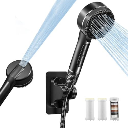 4 Spray Modes Handheld Shower Head with Hose and Filter