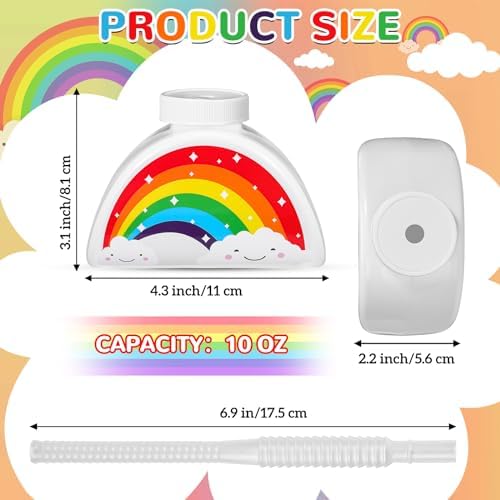 Domensi 12 Pack Rainbow Cups with Lids and Straws