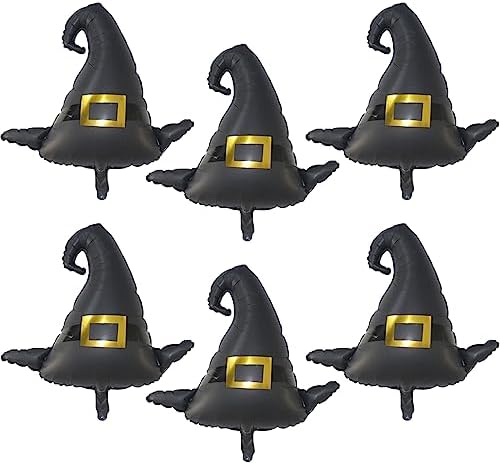Halloween Party Balloons - 6PCS Jumbo Witch Hat Foil Balloons for Decorations and Kids Props