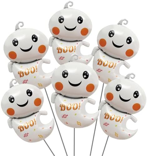 Oarkive Halloween Ghost Balloons 6pcs Foil Decor