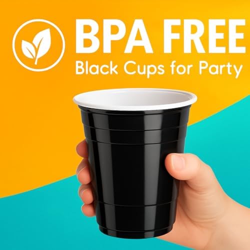 100 Pack Black 16 Oz Heavy Duty Party Cups