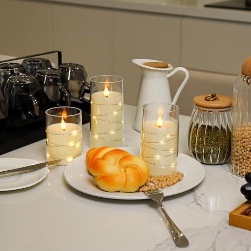 Aignis Flameless Candles with Remote Timer Set of 3