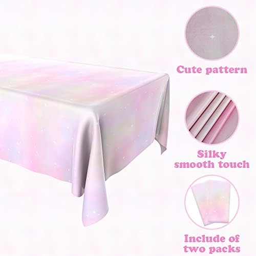 Bsofing Pastel Rainbow Tablecloth 2pcs 108x54in Waterproof Rectangle for Picnic Birthday Wedding Party Supplies