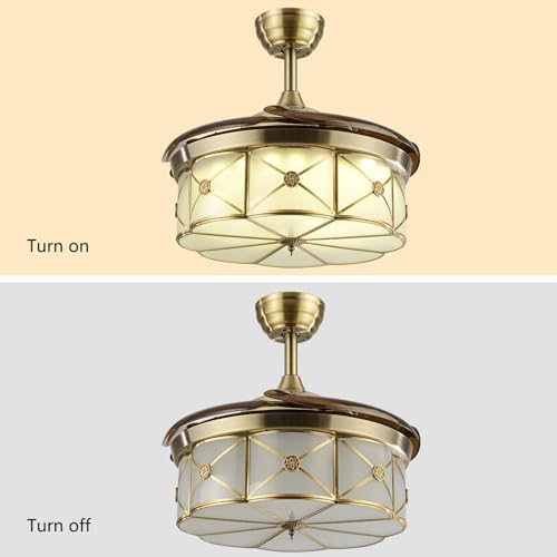 36 Inch Vintage Retractable Ceiling Fan Light with 3 Color Modes and Remote Control