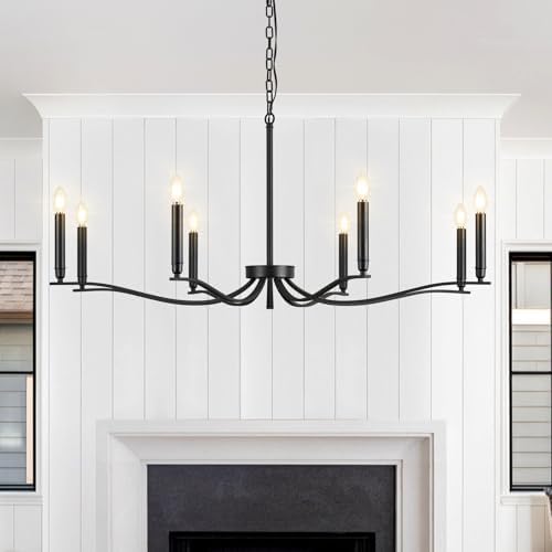 Modern Black Chandelier with 8 Lights for Dining Room and Living Room