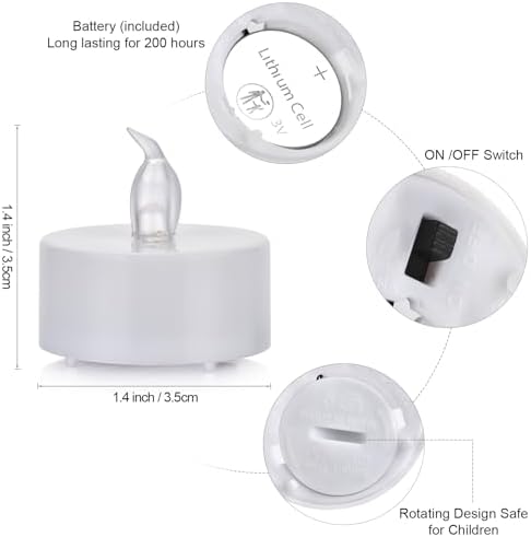 Nancia 100 Pack Flameless LED Tea Lights with 200 Hours Battery Life