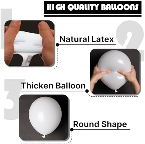 PartyWoo White Balloons 92 Pcs for Decorations