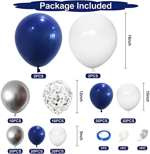 144PCS Navy Blue Silver Balloons Garland Kit for Parties