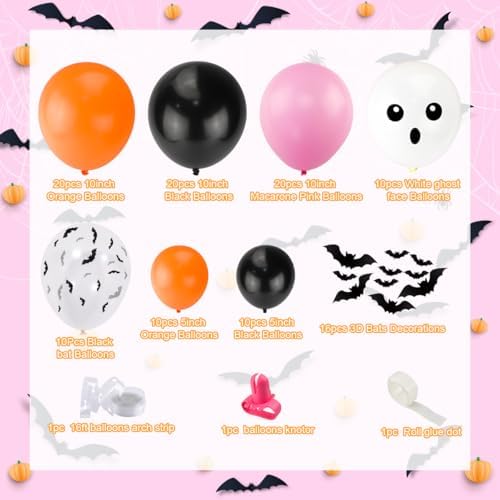 100Pcs Halloween Balloon Arch Garland Kit for Girls Party Decorations