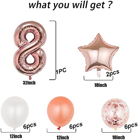 8th Birthday Balloon Set for Boys Girls