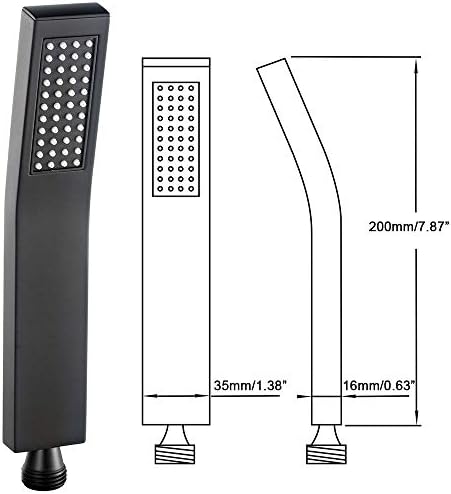 Square Solid Brass Handheld Shower Head with Matte Black Finish